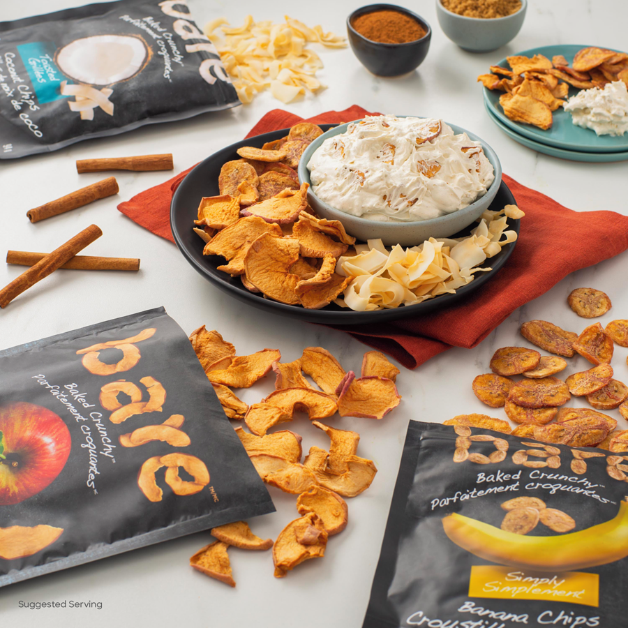 Bare Baked Crunchy Cinnamon Apple Chips – 96g (3.36 oz) Bags with sauce
